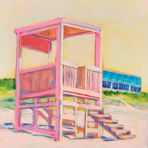 Pink Lifeguard tower, South Padre Island by Kate Joiner