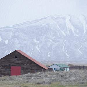 Winter Landscape, with Barn by Lewis Jackson