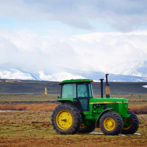 Early Spring Mountain Landscape, with Tractor by Lewis Jackson
