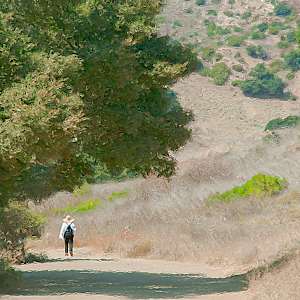 Ginny, walking in the Santa Monica Mountains by Lewis Jackson