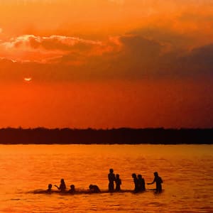 Swimmers at Dusk
