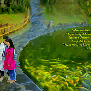 Two Women, at a Fish Pond by Lewis Jackson