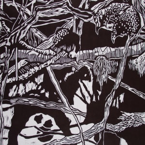 Big Bird's Nest by Michael Rich  Image: Big Bird's Nest, 2018, woodcut, 60 x 40 in (detail)