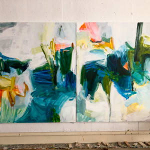 Flowers from the Sea II by Michael Rich  Image: Flowers from the Sea I & II, 2021, oil on canvas, 68 x 62 in - Studio View