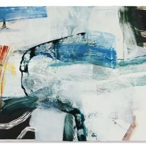 Swimmer by Michael Rich  Image: Swimmer, 2021, oil and woodcut collage on canvas, 22 x 26 in