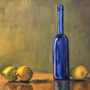 Blue Bottle With Lemons