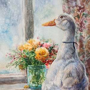 Fallen (framed watercolour) by Crystal Beshara  Image: 140 lb paper