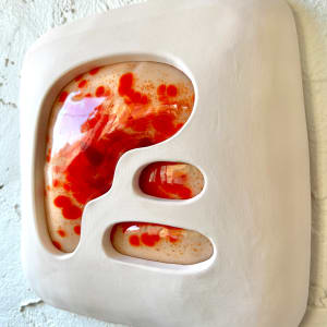 Fused orange and red glass windows by Kelly Witmer 