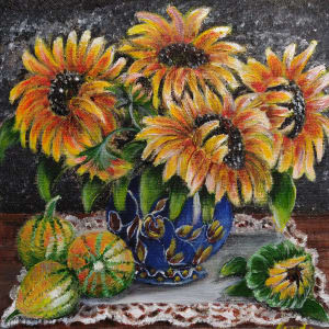 Sunflowers & Gourds by Lyuda Morhun 
