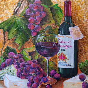 Grapes, Wine & Cheese by Lyuda Morhun 