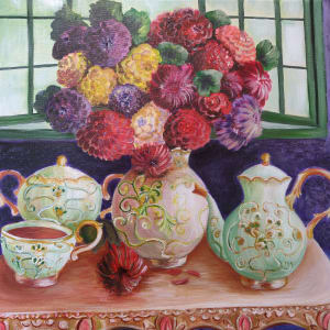 Tea Set with Flowers by Lyuda Morhun 