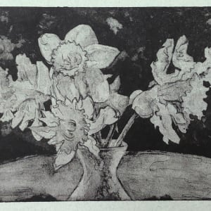 Series of waterless lithography by Emily Eve Weinstein  Image: Daffodils from my garden in full sun. Small edition.