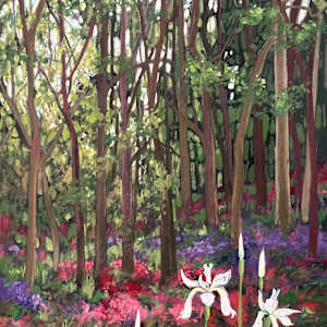 In Walks Spring, 2026. Oil on canvas, 24 x 18 x 3 inches. by Emily Eve Weinstein, Image 1.