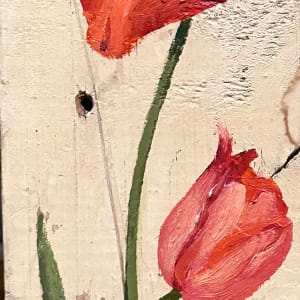 Flower Collection by Emily Eve Weinstein  Image: Poppies -  10"x3.25, oil on wood, $85 SOLD
Salvaged wood, fleeting flower on a surface that will go almost anywhere.