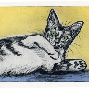 Series of waterless lithography by Emily Eve Weinstein  Image: Young Cat, two stencils