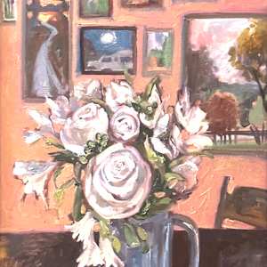Carol's Birthday  (Roses in Blue Mug) by Emily Eve Weinstein, Image 1.
