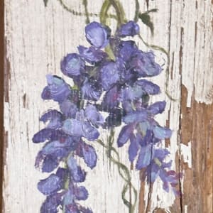 Wisteria Paintings by Emily Eve Weinstein  Image: Irises, 7"x4", oil on wood, $75