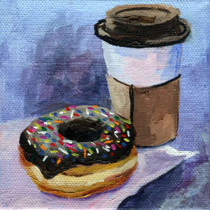 "Emily's Donuts, #1", Acrylic on Gallery Wrap Canvas, 5"x5" by Lisa Wiertel