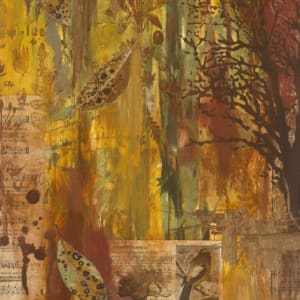 Autumn Aviary: Evening Grosbeak Print on Panel