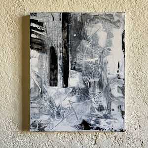 You Are Here: Black, White & Gray by Amiah Mims  Image: $1,260 Set can be sold at $2,268 (10% deal. Save $252)
You Are Here is a series of abstract wayfinding maps—not of places, but of presence. The white dot is you. In the chaos, in the various shades of gray, in the movement, in the moment—you are exactly where you are, navigating one experience after another.
Through abstraction, You Are Here honors the quiet act of orientation of finding oneself and one another amid constant motion. It invites viewers to locate themselves too, to pause and recognize that even within uncertainty, we remain connected—anchored by culture, creativity, and community.