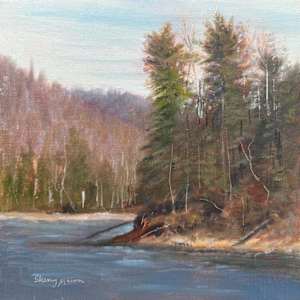 Autumn Morning on Watauga Lake, plein air by Sherry Mason