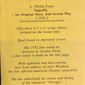 "Superfly" Original Screenplay-Directed by Gordon Parks by A. Phillip Fenty 
