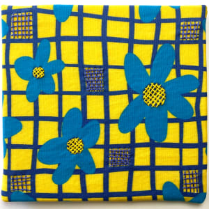 Flower Power - Blue on Yellow by Anne M Bray