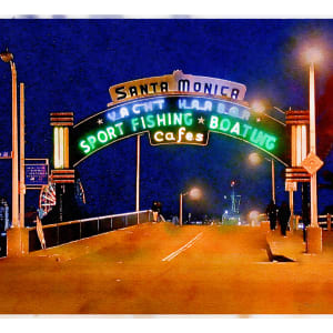 Santa Monica Pier at Night by Anne M Bray