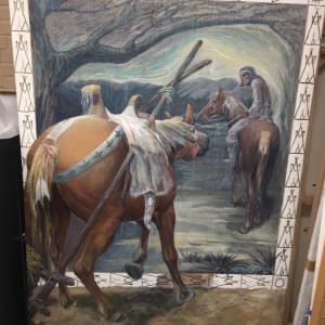 Unknown (Indian on horse leading packhorse) by Ken Barrick
