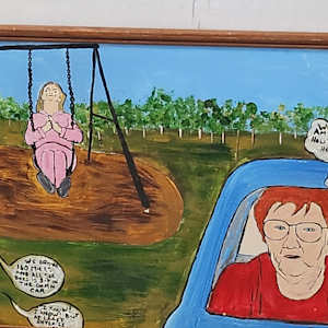 Granny's Ride with Skyla by Larry Alexis the junkart dog