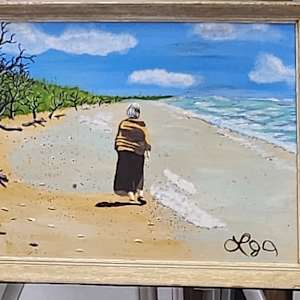 Walk on the Beach by Larry Alexis the junkart dog