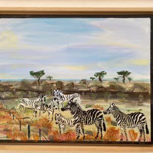 Zebras with fence by Alice Eckles
