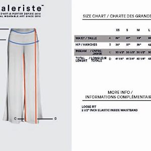 Pants, Queen Annie and top sold separately by Alice Eckles  Image: Size chart 