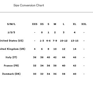 Dress, inspired by Wes by Alice Eckles  Image: Size chart