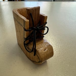 Wooden Shoe with leather laces by Ellsworth Dodds