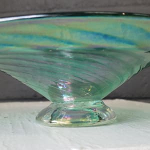 Spiral Green and Clear Glass Dish by Ed Broadfield