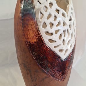 Raku pottery piece by Lillian Rubin