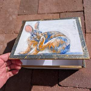 Itching (cottontail rabbit) by Karine Swenson  Image: open lid
