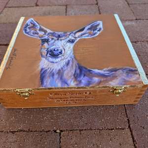 Mule Deer by Karine Swenson  Image: top and front of box