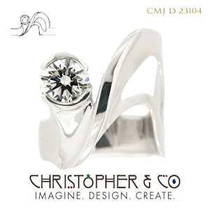 CMJ D 24104 Platinum Ring set with one 2 carat lab grown Diamond by Christopher M. Jupp by Christopher M. Jupp