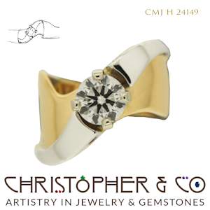 CMJ H 24149  Yellow and White Gold Ring set with 1.5 ct. Lab Grown Diamond designed by Christopher M. Jupp by Christopher M. Jupp