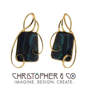 CMJ W 21154  Gold Earring Pair set with Boulder Opal designed by Christopher M. Jupp
