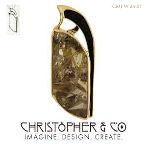 CMJ W 24157 Gold pendant by Christopher M. Jupp set with Rutilated Quartz. by Christopher M. Jupp