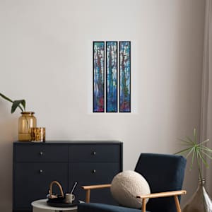 Forest Blues- Triptych by C Mawle Art 