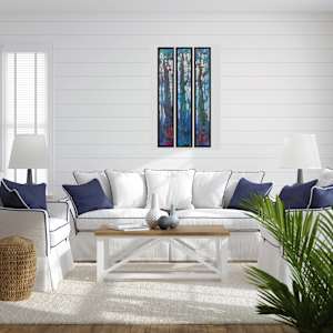 Forest Blues- Triptych by C Mawle Art 