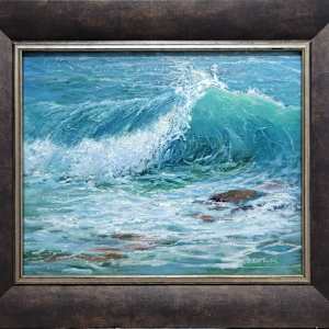 Tumbling Teal Waters by Dale Cook  Image: Tumbling Teal Waters, Oil on cradled board framed, Dale Cook