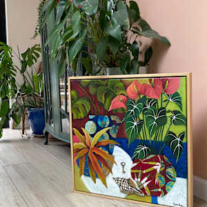 Still Life with Anthurium and Conch by Clare Hogan 