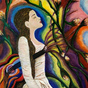 Hispanic girl with guitar by Maggie Allen