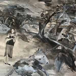 Portrait of our Home by Josephine Jules Kellogg  Image: Josephine Jules Kellogg, "Portrait of our Home", 2025, acrylic, gouache, and charcoal on paper, 18 x 24 in. (part II)