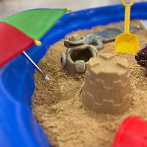 Beach Day by Liam Henry Klingensmith  Image: Liam Henry Klingensmith, "Beach Day", 2024, mixed-media installation, 6.5 x 39.75 x 35 in. (detail)
